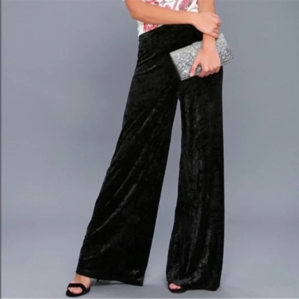 CABI Wide Leg High Rise Velvet Pull On Pants Small S